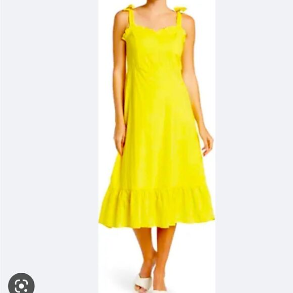 NSR Dresses & Skirts - NSR  Eyelet Tie Shoulder Sleeveless Midi Dress Size XS